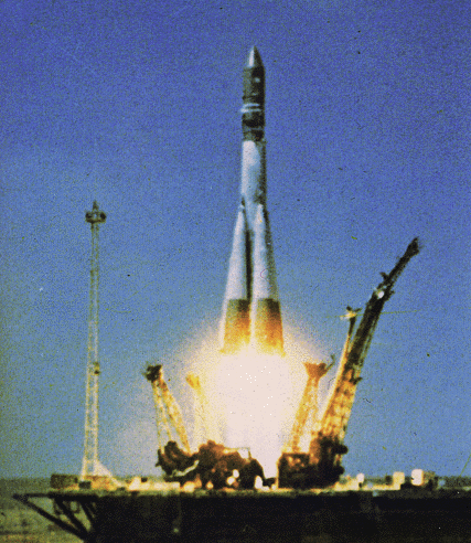 USSR launched Vostok 1 on a single orbit flight with cosmonaut Yuri Gagarin aboard, the first human in space.